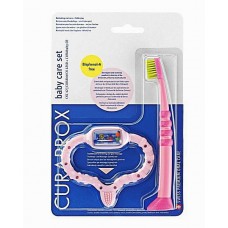 Стимулятор для прорезывания Curaprox Curababy, розовый и щетка